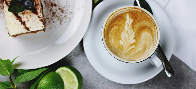 Latte art in a white cup